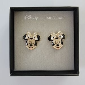 NWT Baublebar Minnie Mouse Stud Earrings with Clear Crystal